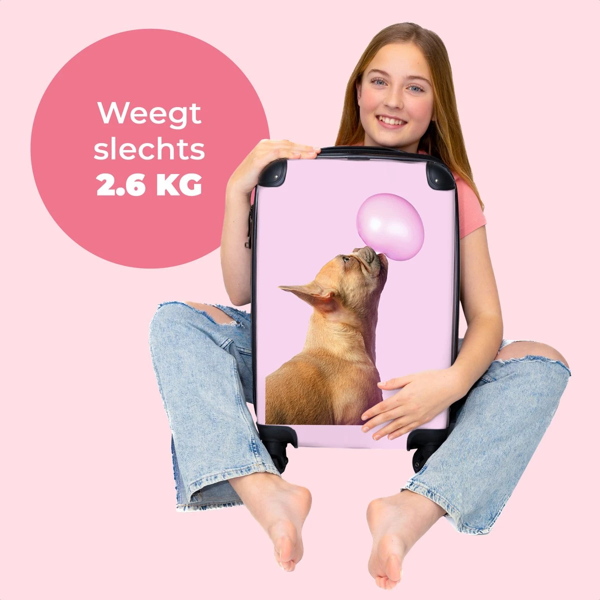 NoBoringSuitcases.com® Kinderkoffer - Hond - Dieren - Kauwgom - Roze - Kinderen - Trolley Kinderen - Past Binnen 55x40x20 Cm En 55x35x25 Cm - Reiskoffer Met Wielen - Koffertje 12 NoBoringSuitcases.com® Kinderkoffer - Hond - Dieren - Kauwgom - Roze - Kinderen - Trolley Kinderen - Past Binnen 55x40x20 Cm En 55x35x25 Cm - Reiskoffer Met Wielen - Koffertje - Afbeelding 12