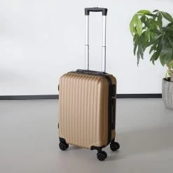 Handbagage Koffer 55cm Goud 4 Wielen Trolley Met Pin