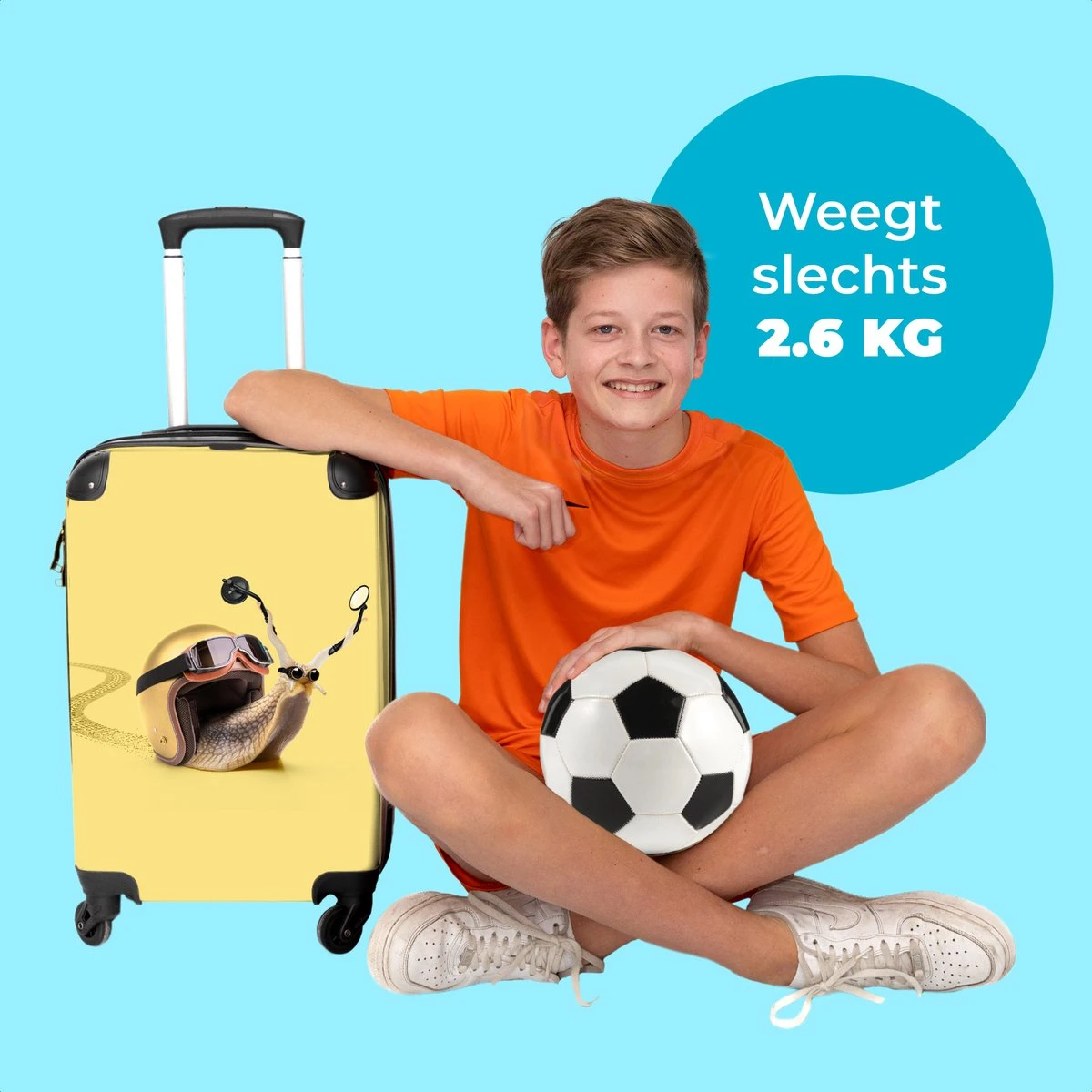 NoBoringSuitcases.com® Koffer - Slak - Helm - Racen - Kinderen - Past Binnen 55x40x20 Cm En 55x35x25 Cm - Handbagage - Trolley - Fotokoffer - Cabin Size - Print 2 NoBoringSuitcases.com® Koffer - Slak - Helm - Racen - Kinderen - Past Binnen 55x40x20 Cm En 55x35x25 Cm - Handbagage - Trolley - Fotokoffer - Cabin Size - Print - Afbeelding 2