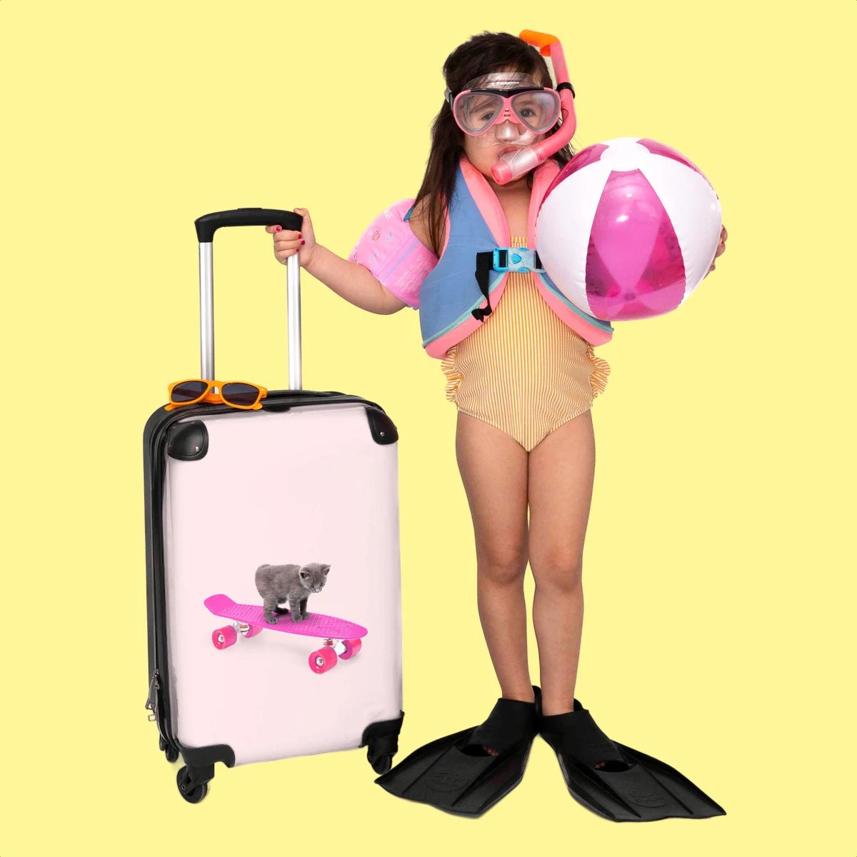 NoBoringSuitcases.com® Kinderkoffer - Handbagage Kinderen - Kitten - Skateboard - Roze - Meisjes - Kinderen - Trollet Op Wieltjes - Past Binnen 55x40x20 Cm En 55x35x25 Cm - Koffer Meisje 6 NoBoringSuitcases.com® Kinderkoffer - Handbagage Kinderen - Kitten - Skateboard - Roze - Meisjes - Kinderen - Trollet Op Wieltjes - Past Binnen 55x40x20 Cm En 55x35x25 Cm - Koffer Meisje - Afbeelding 6