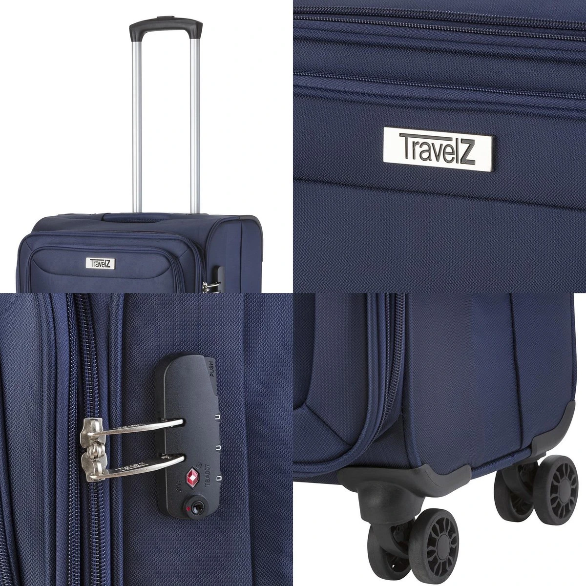 TravelZ Softspinner TSA Handbagagekoffer 55cm - Zachte Reiskoffer Dubbele Wielen – Blauw 4 TravelZ Softspinner TSA Handbagagekoffer 55cm - Zachte Reiskoffer Dubbele Wielen – Blauw - Afbeelding 4
