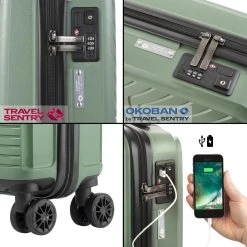 CarryOn Transport Handbagagekoffer - USB Handbagage 55cm - OKOBAN - Dubbele Wielen - Olijf -Bagage En Reistassen 1200x1200 634