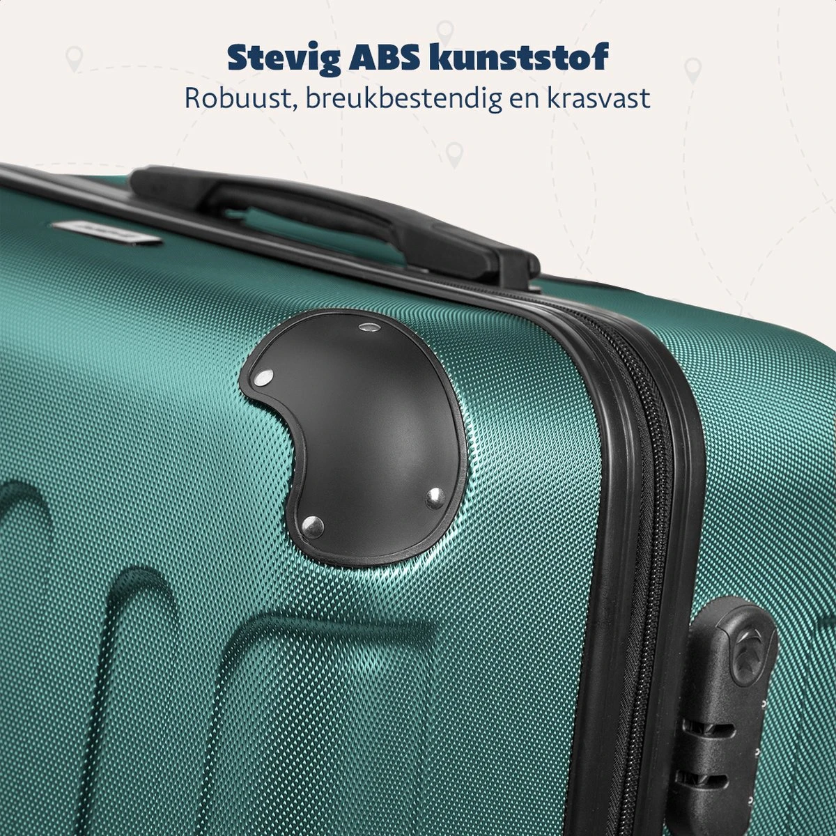 TRVLMORE Koffer - Handbagage - 54x36x20cm - 38L - Donkergroen 11 TRVLMORE Koffer - Handbagage - 54x36x20cm - 38L - Donkergroen - Afbeelding 11