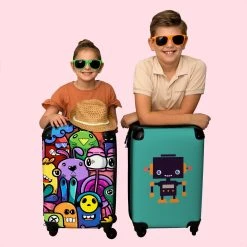 NoBoringSuitcases.com® Koffer - Monster - Bloemen - Regenboog - Design - Grappig - Past Binnen 55x40x20 Cm En 55x35x25 Cm - Handbagage - Trolley - Fotokoffer - Cabin Size - Print -Bagage En Reistassen 1200x1200 750