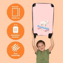 NoBoringSuitcases.com® Kinderkoffer - Trolley Kinderen - Varken - Roze - Skateboard - Kinderen - Meisje - Koffer Dieren - Past Binnen 55x40x20 Cm En 55x35x25 Cm - Reiskoffer Met Wielen -Bagage En Reistassen 1200x1200 771