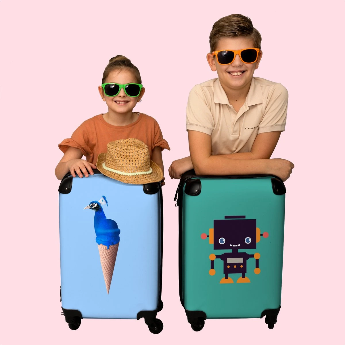 NoBoringSuitcases.com® Koffer - Reiskoffer Met Wielen - Pauw - IJshoorntjes - Blauw - IJs - Vogel - Handbagage Trolley - Past Binnen 55x40x20 Cm En 55x35x25 Cm - Fotokoffer 7 NoBoringSuitcases.com® Koffer - Reiskoffer Met Wielen - Pauw - IJshoorntjes - Blauw - IJs - Vogel - Handbagage Trolley - Past Binnen 55x40x20 Cm En 55x35x25 Cm - Fotokoffer - Afbeelding 7