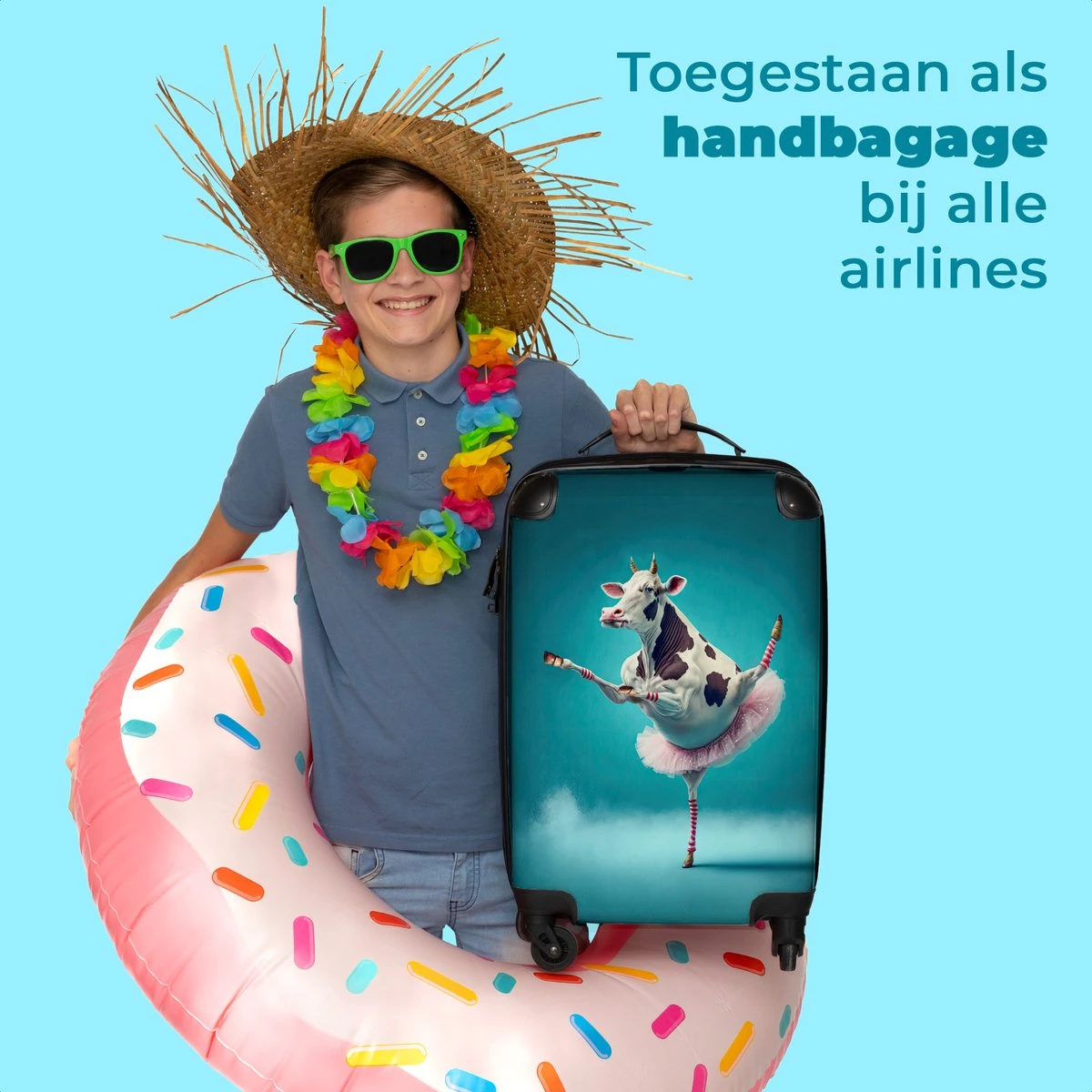 NoBoringSuitcases.com® Koffer - Koe - Ballet - Rok - Portret - Dieren - Trolley Op Wieltjes - Handbagagekoffer - Past Binnen 55x40x20 Cm En 55x35x25 Cm - Reiskoffer 5 NoBoringSuitcases.com® Koffer - Koe - Ballet - Rok - Portret - Dieren - Trolley Op Wieltjes - Handbagagekoffer - Past Binnen 55x40x20 Cm En 55x35x25 Cm - Reiskoffer - Afbeelding 5