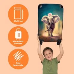 NoBoringSuitcases.com® Koffer - Handbagage Trolley - Olifant - Verf - Bloemen - Portret - Abstract - Reiskoffer Met Wielen - Past Binnen 55x40x20 Cm En 55x35x25 Cm - Koffertje - Fotokoffer -Bagage En Reistassen 1200x1200 902