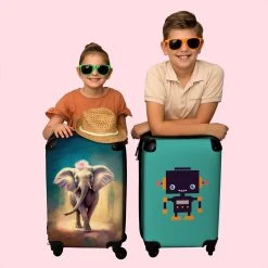 NoBoringSuitcases.com® Koffer - Handbagage Trolley - Olifant - Verf - Bloemen - Portret - Abstract - Reiskoffer Met Wielen - Past Binnen 55x40x20 Cm En 55x35x25 Cm - Koffertje - Fotokoffer -Bagage En Reistassen 1200x1200 906