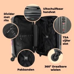 NoBoringSuitcases.com® Koffer Groot - Roze - Eenhoorn - Skateboard - Tekening - Trolley Koffer Met TSA-slot - Met Wielen - 90 Liter - Reiskoffer - 66 Cm -Bagage En Reistassen 1200x1200 934