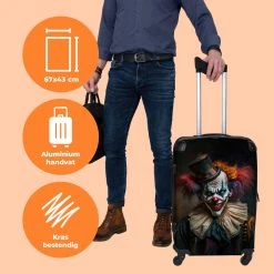 NoBoringSuitcases.com® Koffer Groot - Clown - Hoed - Kraag - Portret - Killer Clown - Trolley Koffer Met TSA-slot - Met Wielen - 90 Liter - Reiskoffer - 66 Cm -Bagage En Reistassen 1200x1200 957