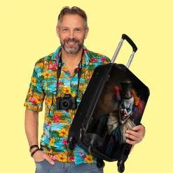 NoBoringSuitcases.com® Koffer Groot - Clown - Hoed - Kraag - Portret - Killer Clown - Trolley Koffer Met TSA-slot - Met Wielen - 90 Liter - Reiskoffer - 66 Cm -Bagage En Reistassen 1200x1200 960