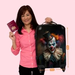 NoBoringSuitcases.com® Koffer Groot - Clown - Hoed - Kraag - Portret - Killer Clown - Trolley Koffer Met TSA-slot - Met Wielen - 90 Liter - Reiskoffer - 66 Cm -Bagage En Reistassen 1200x1200 961