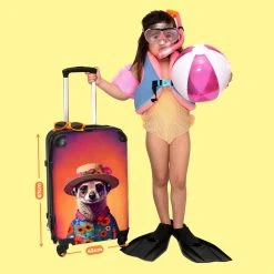 NoBoringSuitcases.com® Koffer Groot - Meerkat - Bloemen - Hoed - Dieren - Portret - Trolley Koffer Met TSA-slot - Met Wielen - 90 Liter - Reiskoffer - 66 Cm -Bagage En Reistassen 1200x1200 994