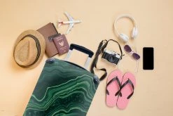 MuchoWow® Koffer - Marmer - Groen - Lijn - Past Binnen 55x40x20 Cm En 55x35x25 Cm - Handbagage - Trolley - Fotokoffer - Cabin Size - Print -Bagage En Reistassen 1200x800 15