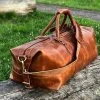 Lederen Tas - Reistas - Kalfsleer Tas - Duffle Bag Leather - Leren Reistas - Luxe Lederen Reistas - Grote Leren Reistas - Cognac Leer Tas - Cognac Kleur - Grote Lederen Reistas - Weekend Tas - Vakantie Tas - Genuine Leather Bag -