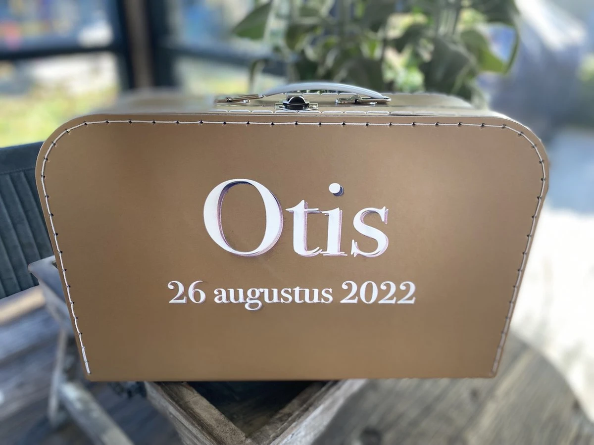 Merkloos Koffertje Karton Bruin Maat L Met Eigen Opdruk - Met Naam 3 Merkloos Koffertje Karton Bruin Maat L Met Eigen Opdruk - Met Naam - Afbeelding 3