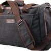 Yakfield - Reistas - Weekendtas - Kado - Dames En Heren - Canvas - Vintage Zwart Antraciet Grijs - Compact Middelgroot Model - 35 Liter Duffelbag - 5 Opbergvakken - 52x30x20 Cm