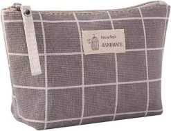 Merkloos ''OP=OP'' Opberg Kleine Reistas - Handmade - Grijs/Bruin - Reistas - Make-Up Tas - Opbergetui - Handbagage - Kamperen - Cosmetisch - Waterdicht - Organizer