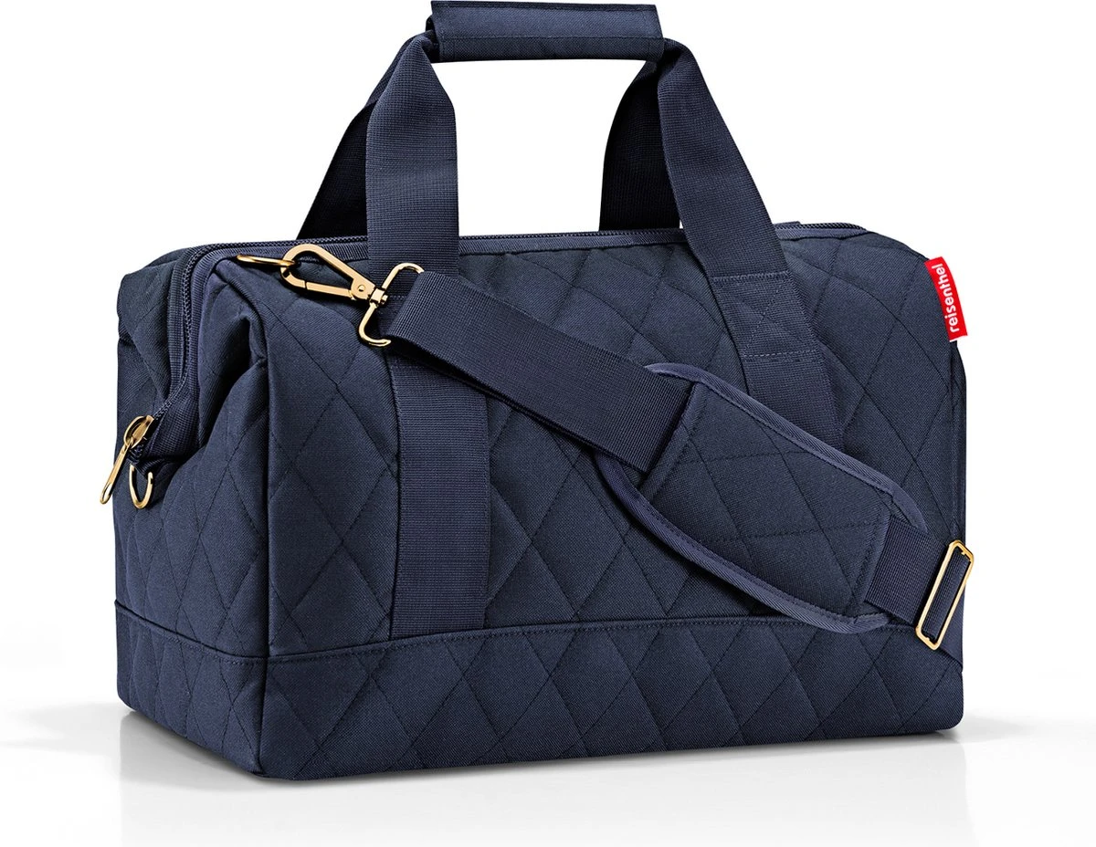 Reisenthel Allrounder M Reistas Sporttas - 18L - Rhombus Midnight Gold Blauw 2 Reisenthel Allrounder M Reistas Sporttas - 18L - Rhombus Midnight Gold Blauw - Afbeelding 2