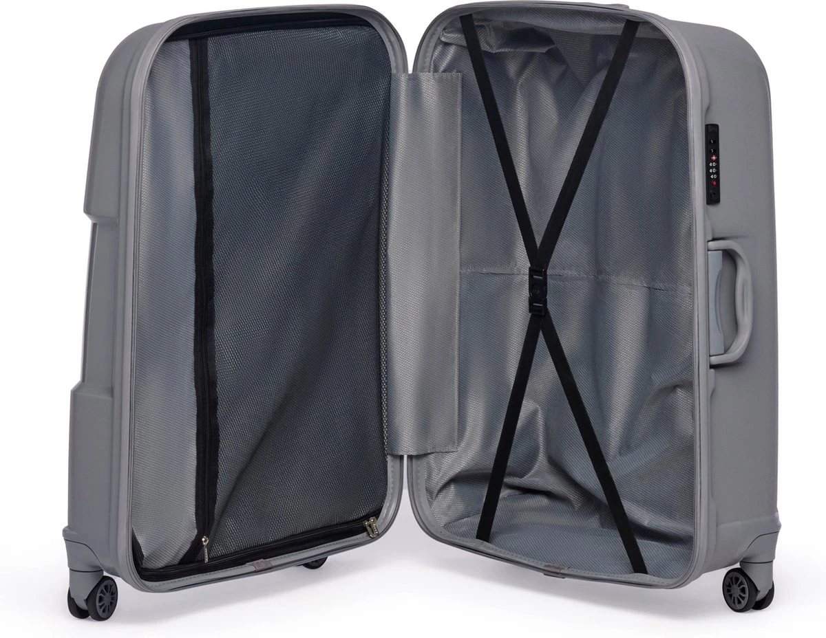 ©TROLLEYZ - Venice No.10 - Trolley - 55cm Met TSA Slot - Dubbele Wielen - 360° Spinners - 100% Polypropyleen - Handbagage Koffer In Silver Stone 4 ©TROLLEYZ - Venice No.10 - Trolley - 55cm Met TSA Slot - Dubbele Wielen - 360° Spinners - 100% Polypropyleen - Handbagage Koffer In Silver Stone - Afbeelding 4