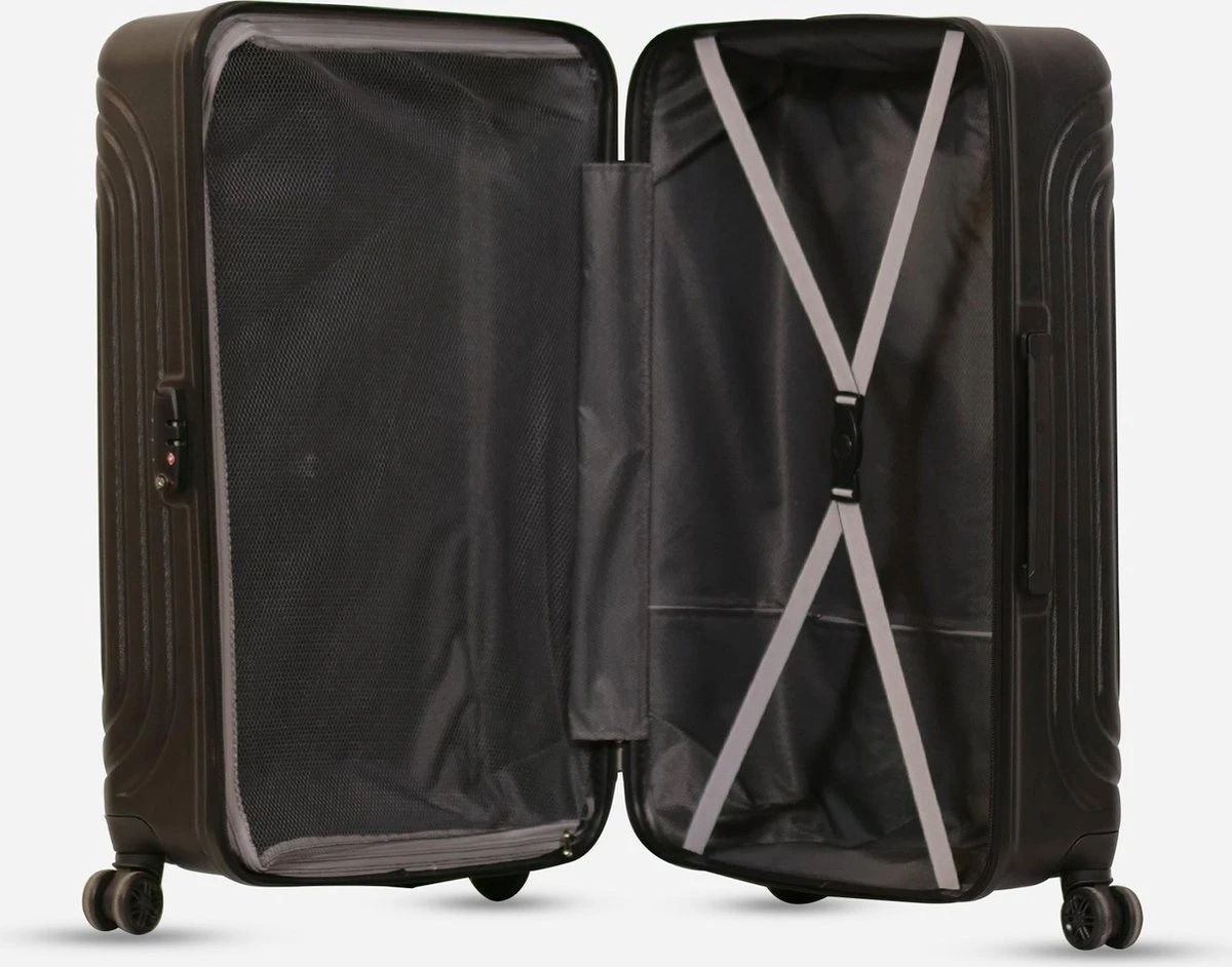 ©TROLLEYZ - Florence No.7 - Reiskoffer 78cm Met TSA Slot - Dubbele Wielen - 360° Spinners - 100% ABS - Reiskoffer In Night Black 4 ©TROLLEYZ - Florence No.7 - Reiskoffer 78cm Met TSA Slot - Dubbele Wielen - 360° Spinners - 100% ABS - Reiskoffer In Night Black - Afbeelding 4