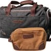 Yakfield - Reistas - Dames En Heren - Combinatiedeal - Weekendtas Zwart Antraciet Grijs - Toilettas Bruin - Compact - Canvas - Vintage