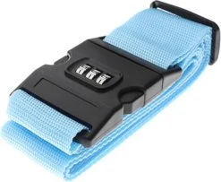 UNRL® Kofferriem 200 * 5 Cm - Met 3-cijferslot - Verstelbaar - Bagageriem - Lichtblauw