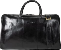NEGOTIA Delta - Leren Weekendtas - Leren Reistas - Duffel Bag - 100% Luxe Top-Grain Leer - Zwart