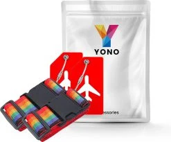 YONO Kofferriem Met Kofferlabel - 2 Kofferband En 2 Bagagelabel - Dubbele Bagage Riem Verstelbaar - 4 Pack - Regenboog -Bagage En Reistassen 1200x995 4