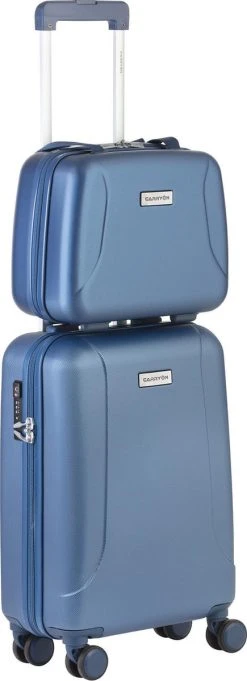 CarryOn Skyhopper Handbagage En Beautycase - 55cm TSA Trolley En Make-up Koffer - Blauw