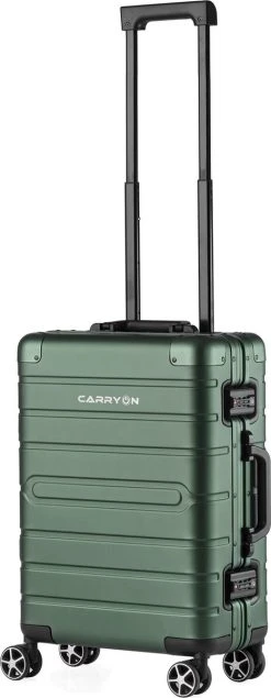 CarryOn ULD Handbagage - Luxe Aluminium Trolley 55cm - Dubbel TSA Slot - Dubbele Wielen - Groen