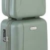 CarryOn Skyhopper Handbagage En Beautycase - 55cm TSA Trolley En Make-up Koffer - Olijf