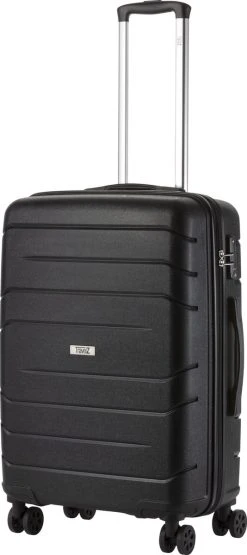 TravelZ Big Bars Reiskoffer 68 Cm Met Dubbele Wielen - Trolley Koffer Met TSA-slot - Zwart