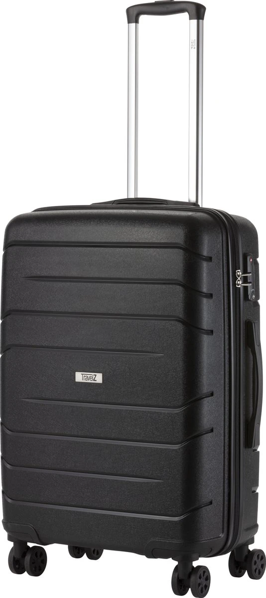 TravelZ Big Bars Reiskoffer 68 Cm Met Dubbele Wielen - Trolley Koffer Met TSA-slot - Zwart 1 TravelZ Big Bars Reiskoffer 68 Cm Met Dubbele Wielen - Trolley Koffer Met TSA-slot - Zwart