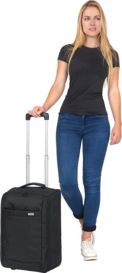 TravelZ Handbagage 51cm - Handbagagekoffer Opvouwbaar - Ultralicht 1,7kg Met 2 Wiel - Zwart -Bagage En Reistassen 538x1200