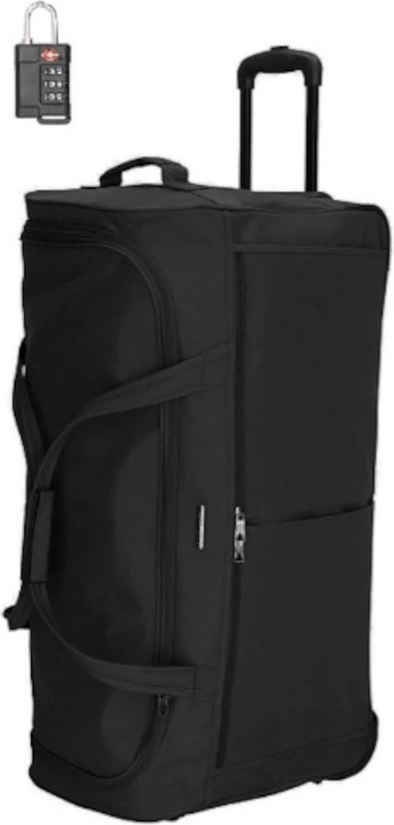 Reiskoffer - Reiskoffer Met Wielen - TSA Cijferslot - 100 Liter - Zwart 1 Reiskoffer - Reiskoffer Met Wielen - TSA Cijferslot - 100 Liter - Zwart