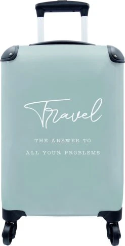 MuchoWow® Koffer - Spreuken - Quotes - The Answer To All Your Problems - Travel - Reizen - Past Binnen 55x40x20 Cm En 55x35x25 Cm - Handbagage - Trolley - Fotokoffer - Cabin Size - Print