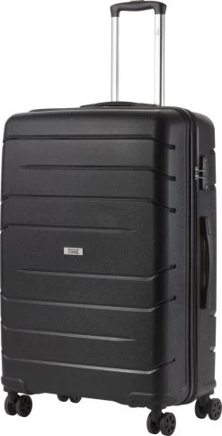 TravelZ Big Bars Reiskoffer 78 Cm Met Dubbele Wielen - Trolley Koffer Met TSA-slot - Zwart