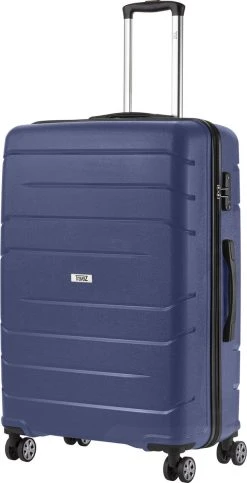 TravelZ Big Bars Reiskoffer 78 Cm Met Dubbele Wielen - Trolley Koffer Met TSA-slot - Blauw