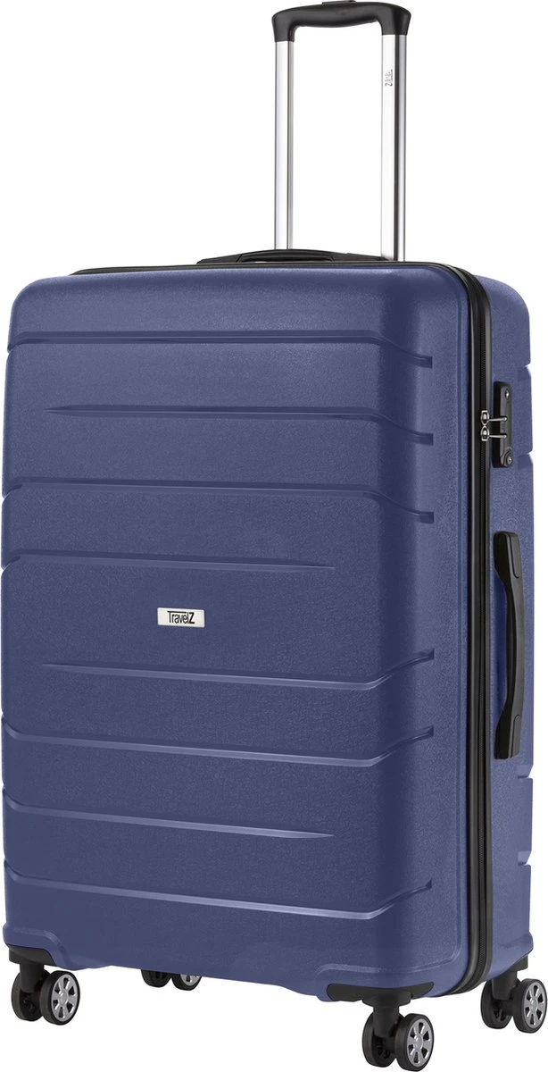 TravelZ Big Bars Reiskoffer 78 Cm Met Dubbele Wielen - Trolley Koffer Met TSA-slot - Blauw 1 TravelZ Big Bars Reiskoffer 78 Cm Met Dubbele Wielen - Trolley Koffer Met TSA-slot - Blauw