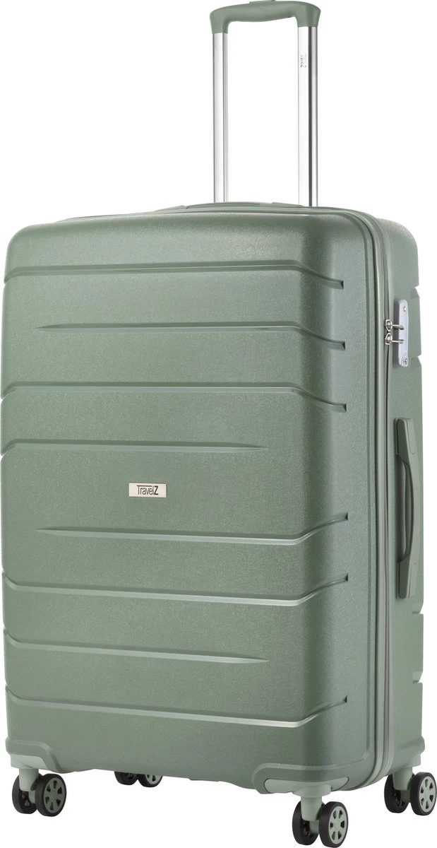 TravelZ Big Bars Reiskoffer 78 Cm Met Dubbele Wielen - Trolley Koffer Met TSA-slot - Olijf 1 TravelZ Big Bars Reiskoffer 78 Cm Met Dubbele Wielen - Trolley Koffer Met TSA-slot - Olijf