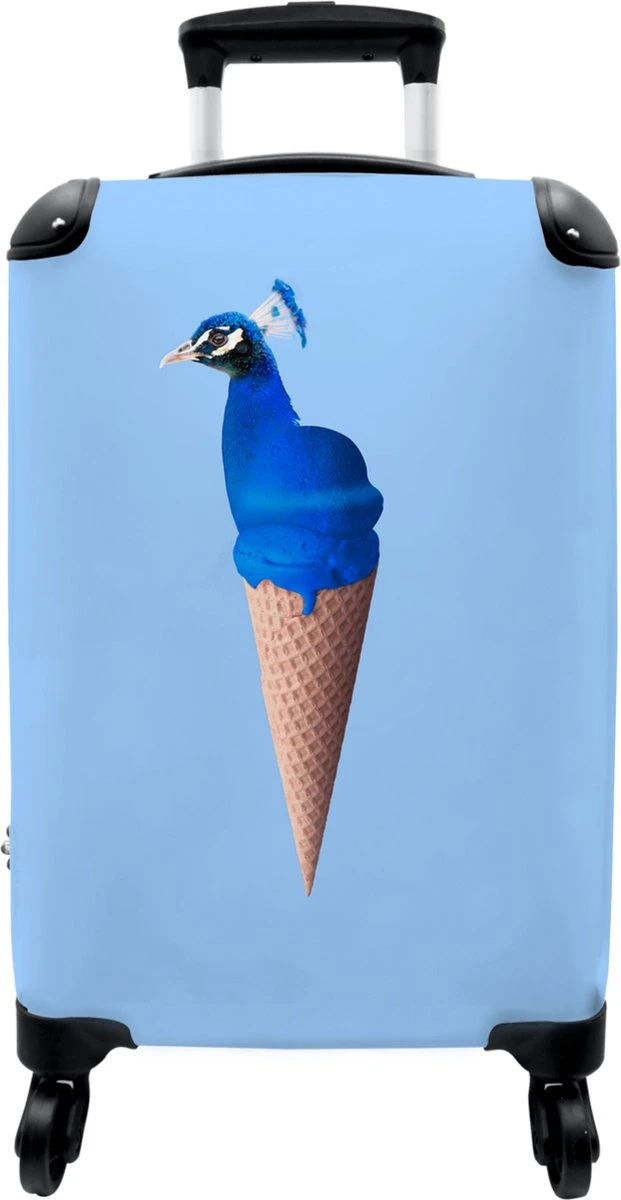 NoBoringSuitcases.com® Koffer - Reiskoffer Met Wielen - Pauw - IJshoorntjes - Blauw - IJs - Vogel - Handbagage Trolley - Past Binnen 55x40x20 Cm En 55x35x25 Cm - Fotokoffer 10 NoBoringSuitcases.com® Koffer - Reiskoffer Met Wielen - Pauw - IJshoorntjes - Blauw - IJs - Vogel - Handbagage Trolley - Past Binnen 55x40x20 Cm En 55x35x25 Cm - Fotokoffer - Afbeelding 10