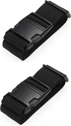 Merkloos 2 Stuks Kofferriem - Kofferband - Bagageriem - Bagageband - 200CM Zwart