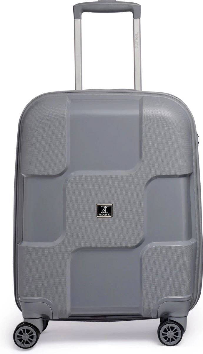 ©TROLLEYZ - Venice No.10 - Trolley - 55cm Met TSA Slot - Dubbele Wielen - 360° Spinners - 100% Polypropyleen - Handbagage Koffer In Silver Stone 1 ©TROLLEYZ - Venice No.10 - Trolley - 55cm Met TSA Slot - Dubbele Wielen - 360° Spinners - 100% Polypropyleen - Handbagage Koffer In Silver Stone