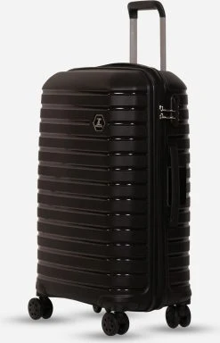 ©TROLLEYZ - Berlin No.11 - Reiskoffer 69cm Met Cijferslot - Dubbele Wielen - 360° Spinners - 100% Polypropyleen- Reiskoffer In Night Black