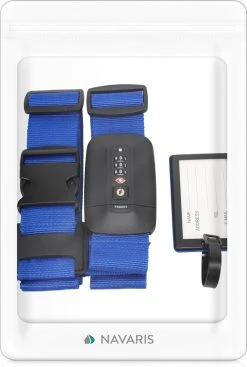 Navaris Kofferriem Met TSA Cijferslot En Adreslabel - Bagageriem - Kofferband - Luggagestrap - Blauw - Aanpasbaar Tot 400 Cm -Bagage En Reistassen 808x1200 8