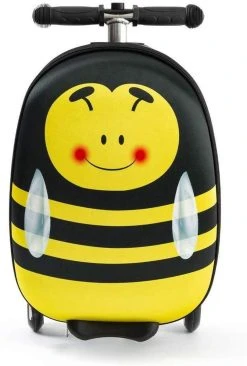 Rolkoffer Trolley Voor Kinderen | Geel | Trolley | Tas Kind | Bagagekoffer | Step Jongen | Vliegtuig Nekkussen | Step Met 3 Wielen | FDBW | Koffer Handbagage - 50 Kilo - Bouncy Box 40x20x25 Cm + Nekkussen Vliegtuig -Bagage En Reistassen 810x1200