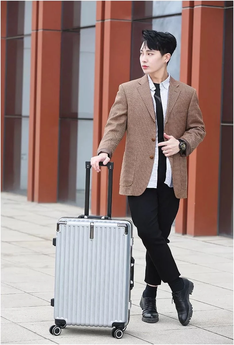 Design Handbagage Reiskoffer 20'', 50.8 Cm Cabinbag, Spinner , Aluminium Magnesium Alloy Frame Koffer, (LIGHT GRIJS) 7 Design Handbagage Reiskoffer 20'', 50.8 Cm Cabinbag, Spinner , Aluminium Magnesium Alloy Frame Koffer, (LIGHT GRIJS) - Afbeelding 7