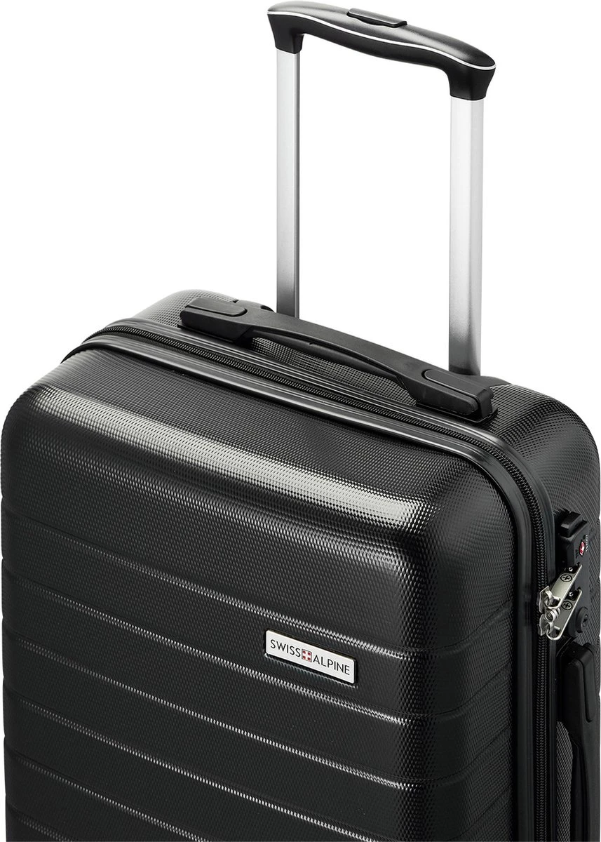Swiss Alpine 2.0 - Handbagage Koffer - 55x35x20 Cm - 4 Wielen - Zwart 4 Swiss Alpine 2.0 - Handbagage Koffer - 55x35x20 Cm - 4 Wielen - Zwart - Afbeelding 4